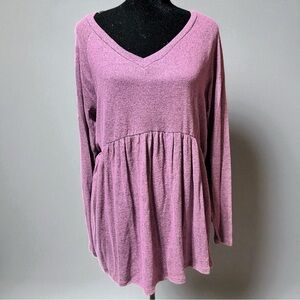 Haptics V-Neck Tunic Top Purple Long Sleeve Women’s Medium NWOT